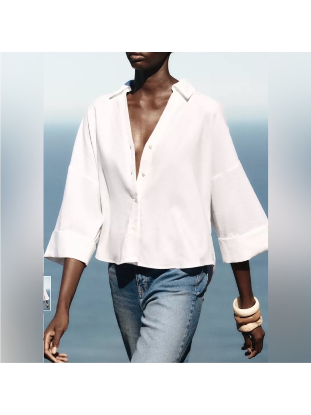 Zara wide sleeve linen shirt